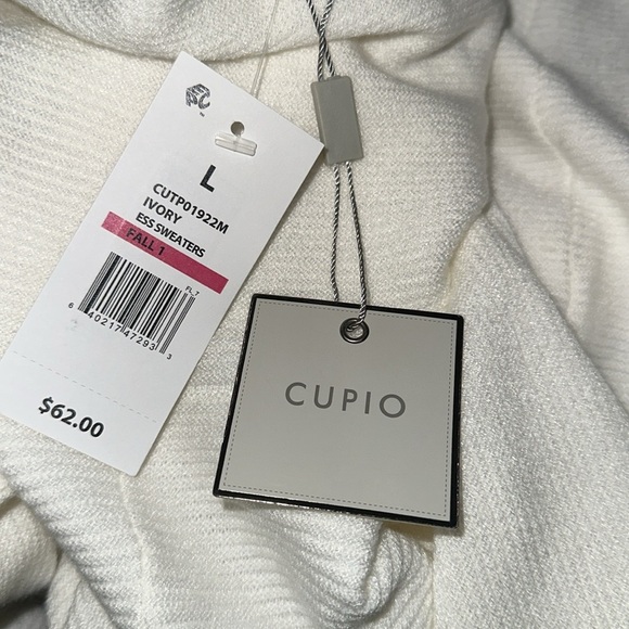 Cupio Women's White Cowl Neck Sweater size large new with tags - Picture 5 of 8
